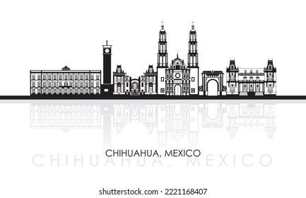 Silhouette Skyline panorama of city of Chihuahua, Mexico - vector illustration