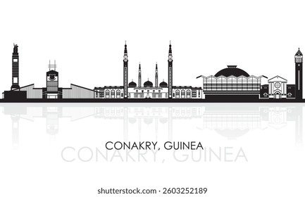 Silhouette Skyline panorama of city of Conakry, Guinea - vector illustration