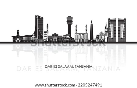Silhouette Skyline panorama of city of Dar Es Salaam, Tanzania - vector illustration Stock fotó © 