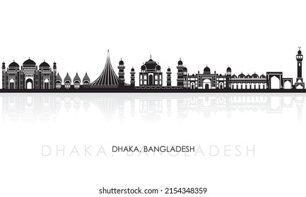 Silhouette Skyline panorama of city of Dhaka, Bangladesh - vector illustration