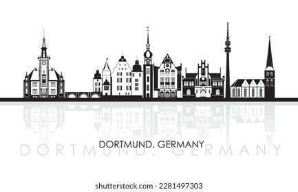 Silhouette Skyline panorama of city of Dortmund, Germany  - vector illustration