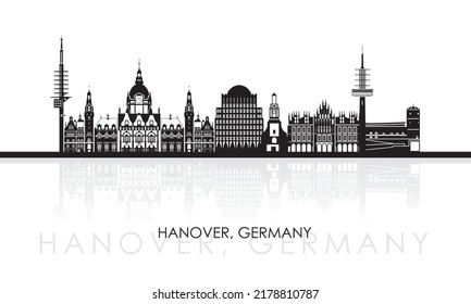 Panorama de Silhouette Skyline de la ciudad de Hanover, Alemania - ilustración vectorial