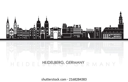 Silhouette Skyline panorama of city of Heidelberg, Germany - vector illustration