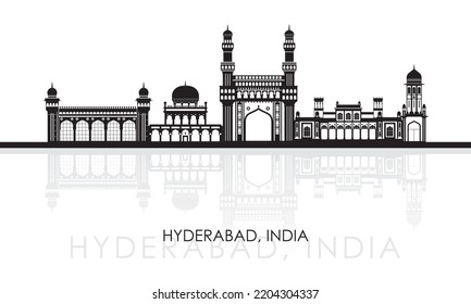 Silhouette Skyline panorama of city of Hyderabad, India - vector illustration