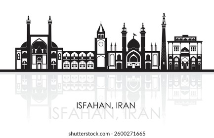 Silhouette Skyline panorama of city of Isfahan, Iran  - vector illustration