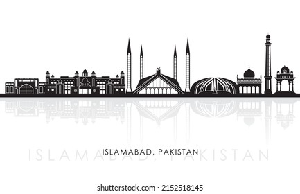 Silhouette Skyline panorama of city of Islamabad, Pakistan - vector illustration