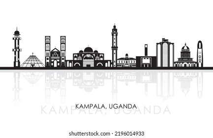 Silhouette Skyline panorama of city of Kampala, Uganda - vector illustration