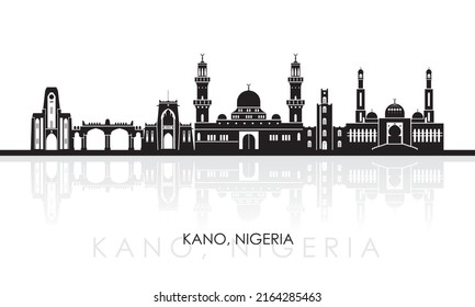 Silhouette Skyline panorama of city of Kano, Nigeria - vector illustration