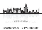 Silhouette Skyline panorama of city of Karachi, Pakistan - vector illustration
