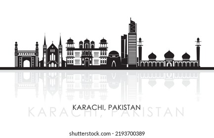 Silhouette Skyline panorama of city of Karachi, Pakistan - vector illustration