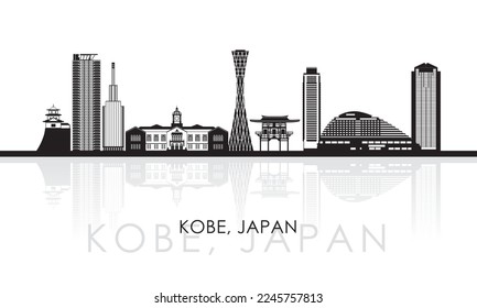 Silhouette Skyline panorama of city of Kobe, Japan - vector illustration