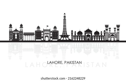 Silhouette Skyline panorama of city of Lahore, Pakistan - vector illustration