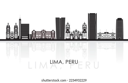 Silhouette Skyline panorama of city of Lima, Peru - vector illustration