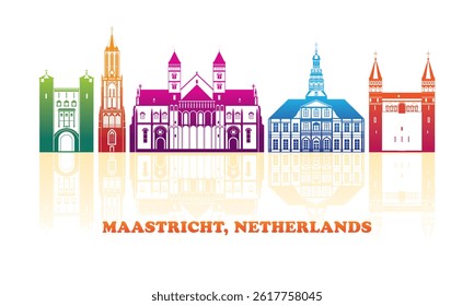 Silhouette Skyline panorama of city of Maastricht, Netherlands  - vector illustration