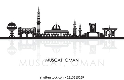 Silhouette Skyline Panorama der Stadt Muscat, Oman - Vektorgrafik