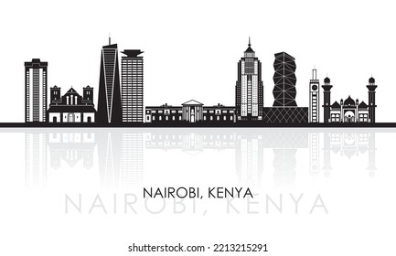 Silhouette Skyline panorama of city of Nairobi, Kenya - vector illustration