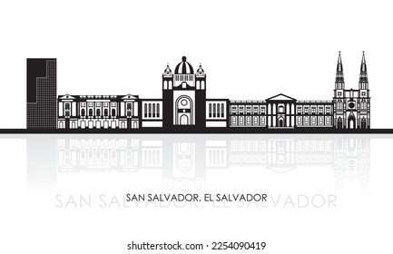 Silhouette Skyline panorama of city of San Salvador, El Salvador- vector illustration