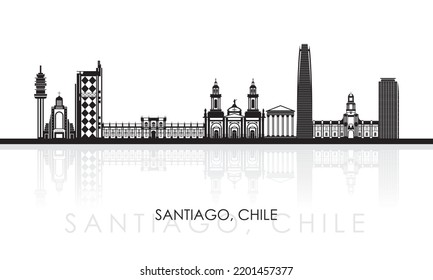 Silhouette Skyline panorama of city of Santiago, Chile - vector illustration