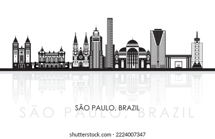 Silhouette Skyline panorama of city of Sao Paulo, Brazil - vector illustration