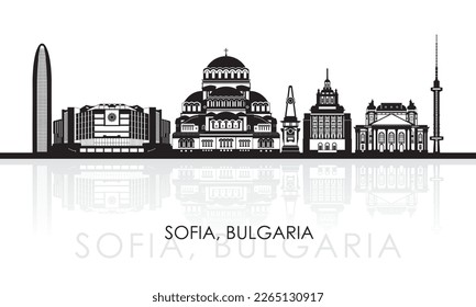 Silhouette Skyline panorama of city of Sofia, Bulgaria - vector illustration