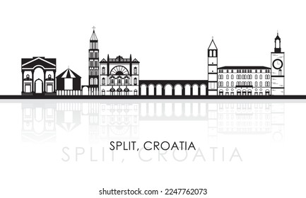 Silhouette Skyline panorama of City of Split, Croatia - vector illustration