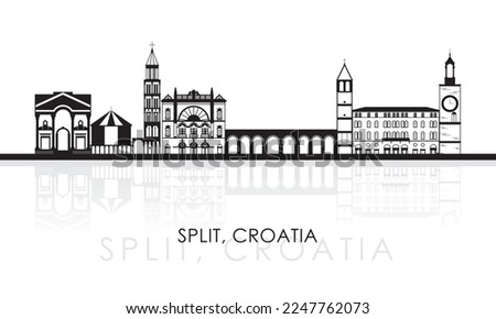 Silhouette Skyline panorama of City of Split, Croatia - vector illustration