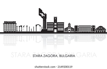 Silhouette Skyline panorama of  city of Stara Zagora, Bulgaria - vector illustration