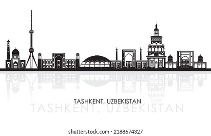 Silhouette Skyline panorama of city of Tashkent, Uzbekistan - vector illustration