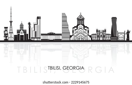 Silhouette Skyline panorama of city of Tbilisi, Georgia - vector illustration