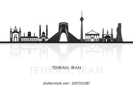 Silhouette Skyline Panorama der Stadt Teheran, Iran - Vektorgrafik