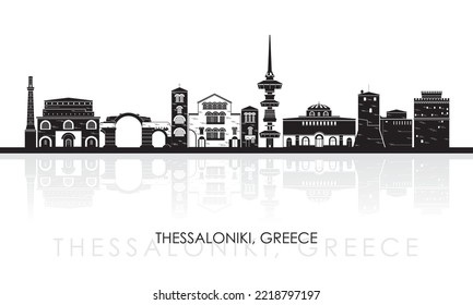 Panorama de Silhouette Skyline de la ciudad de Tesalónica, Grecia - ilustración vectorial