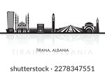Silhouette Skyline panorama of city of Tirana, Albania - vector illustration