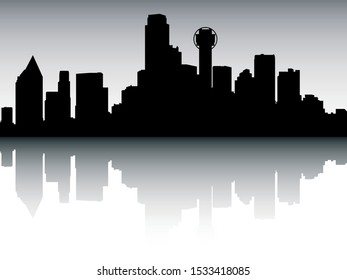 Silhouette Skyline Panorama of Dallas Texas