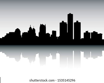 Silhouette Skyline Panorama of Detroit Michigan