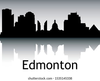 Silhouette Skyline Panorama of Edmonton Canada