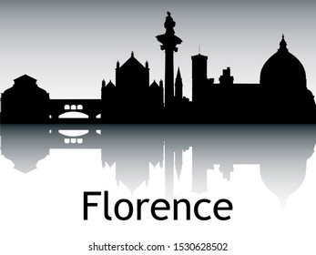 Florence Skyline Silhouette Vector Famous Places Image Vectorielle De Stock Libre De Droits