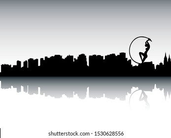 Silhouette Skyline Panorama of Fortaleza Brazil