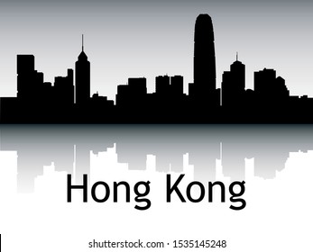 Silhouette Skyline Panorama of Hong Kong