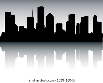 Silhouette Skyline Panorama Houston Texas: เวกเตอร์สต็อก (ปลอดค่า