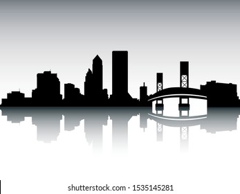 Silhouette Skyline Panorama of Jacksonville Florida