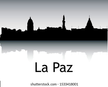 Silhouette Skyline Panorama of La Paz Bolivia