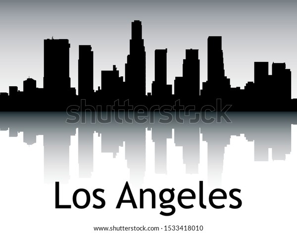 Silhouette Skyline Panorama Los Angeles California Stock Vector ...