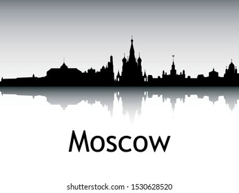 Silhouette Skyline Panorama of Moscow Russia