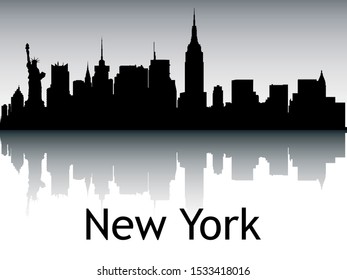 Silhouette Skyline Panorama of New York City New York