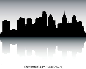 Silhouette Skyline Panorama of Philadelphia Pennsylvania