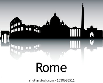 Silhouette Skyline Panorama of Rome Italy