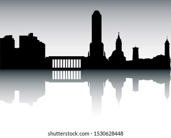 Silhouette Skyline Panorama of Rosario Argentina