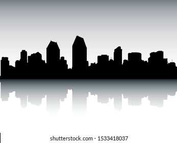 Silhouette Skyline Panorama of San Diego California