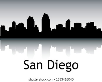 Silhouette Skyline Panorama of San Diego California