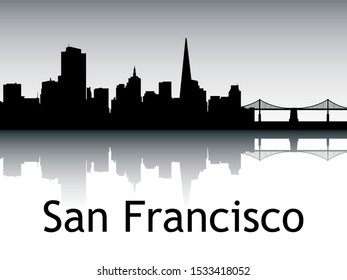 Silhouette Skyline Panorama of San Francisco California
